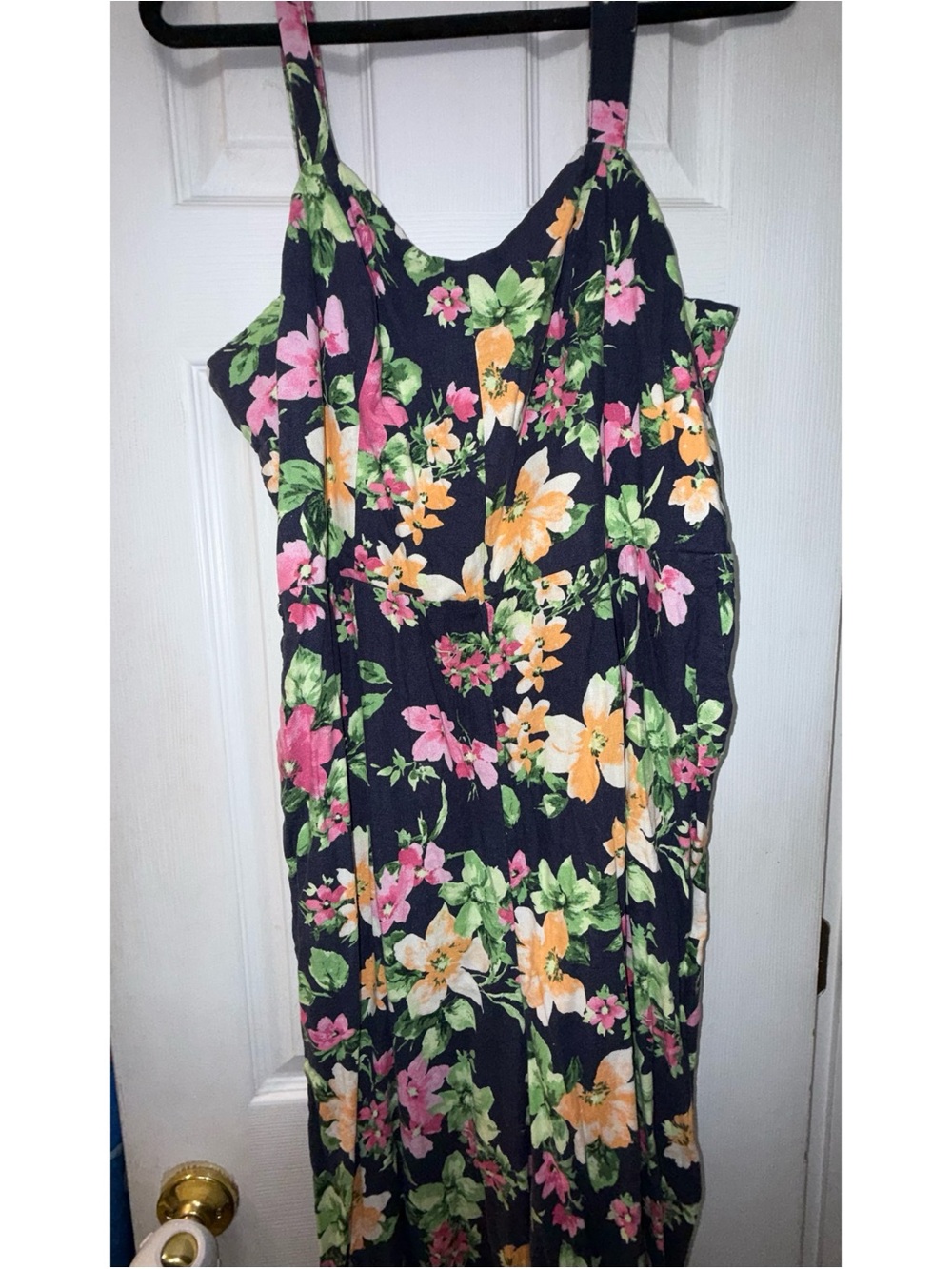 Navy Floral Sleeveless Summer jumpsuit Yellow & Green